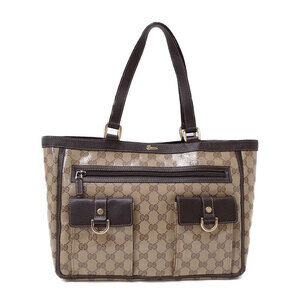 GUCCI GG Crystal Tote Shoulder Bag Brown